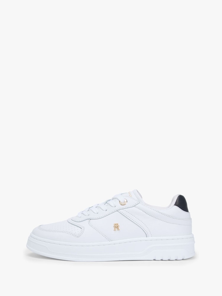 Tommy Hilfiger White Monogram Leather Cupsole Trainers - Image 2 of 8 Tommy Hilfiger White Monogram Leather Cupsole Trainers - Image 2 of 8