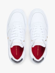 Tommy Hilfiger White Monogram Leather Cupsole Trainers - Image 3 of 8