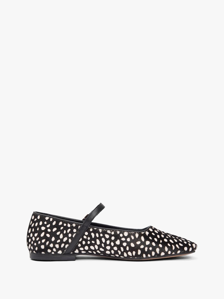 Tommy Hilfiger Black Snow Leopard Print Buckle Ballerinas - Image 1 of 8