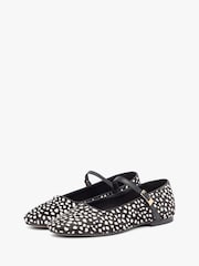 Tommy Hilfiger Black Snow Leopard Print Buckle Ballerinas - Image 3 of 8