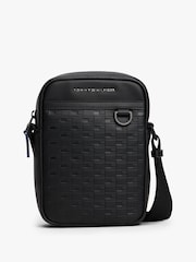 Tommy Hilfiger Black Modern Repeat Flag Cross-Body Reporter Bag - Image 1 of 4