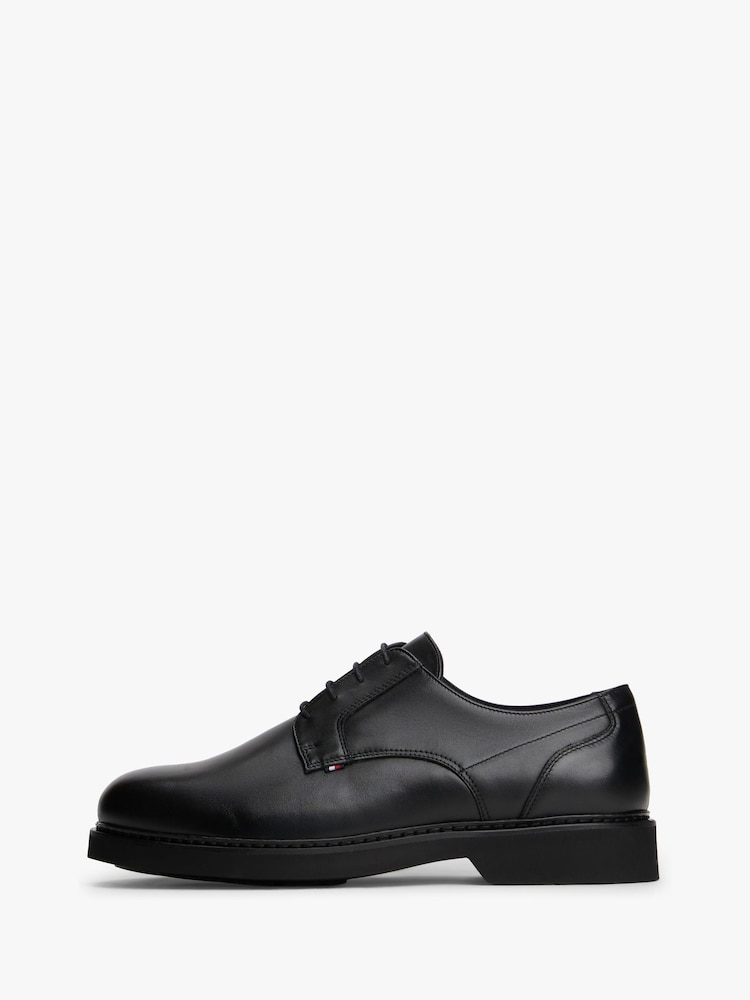 Tommy Hilfiger Black Ultra Lightweight Leather Derby Shoes - Image 2 of 7