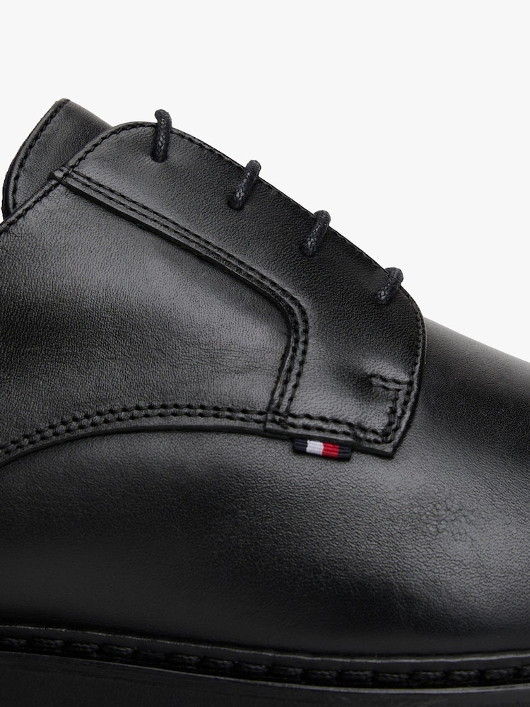 Tommy Hilfiger Black Ultra Lightweight Leather Derby Shoes - Image 7 of 7