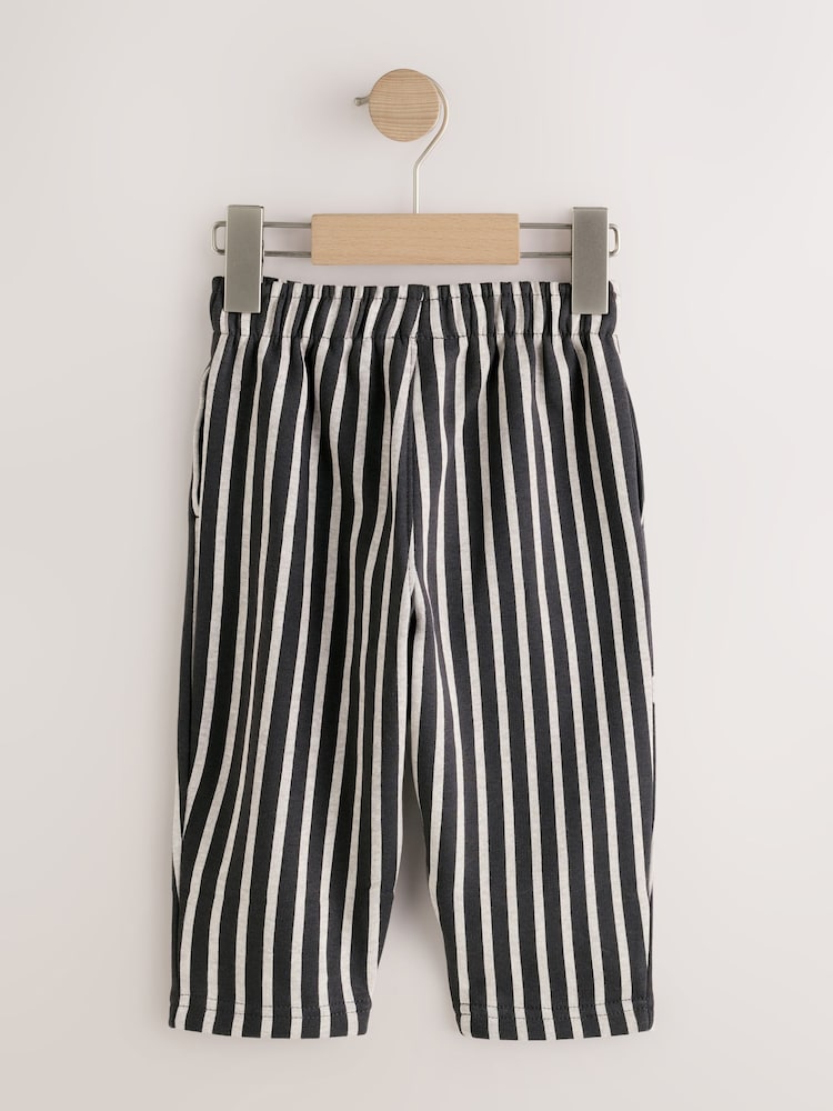 Charcoal Grey/Ecru Stripe Single Wide Leg Jersey Joggers (3mths-7yrs) - Image 2 of 6 Charcoal Grey/Ecru Stripe Single Wide Leg Jersey Joggers (3mths-7yrs) - Image 2 of 6