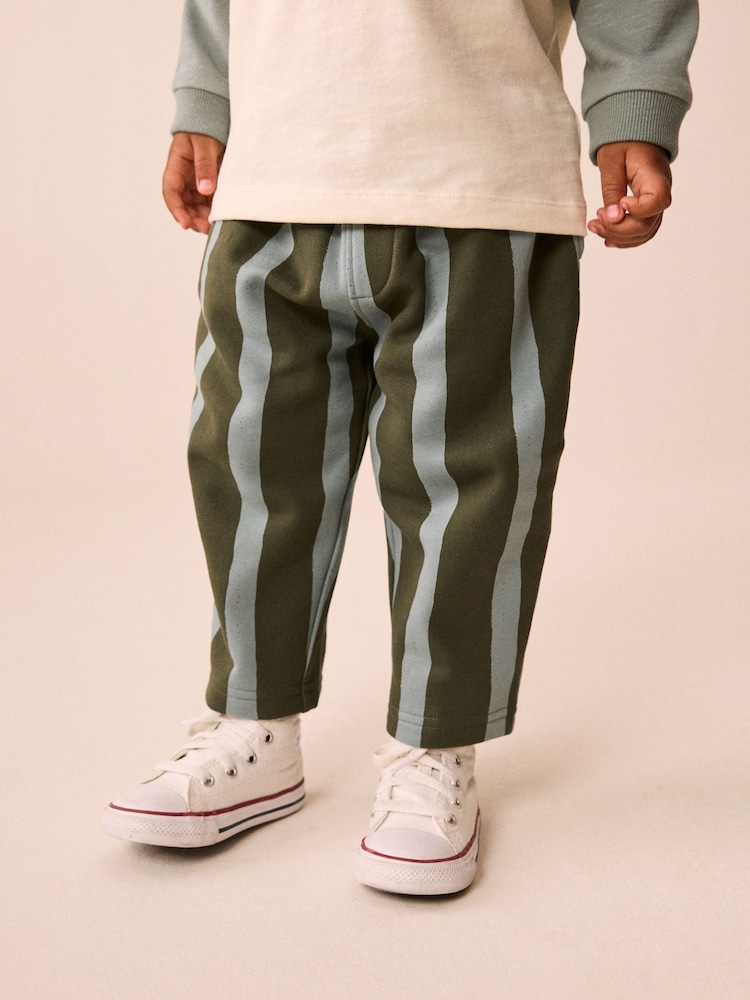 Green/Blue Stripe Single Wide Leg Jersey Joggers (3mths-7yrs) - Image 1 of 4 Green/Blue Stripe Single Wide Leg Jersey Joggers (3mths-7yrs) - Image 1 of 4