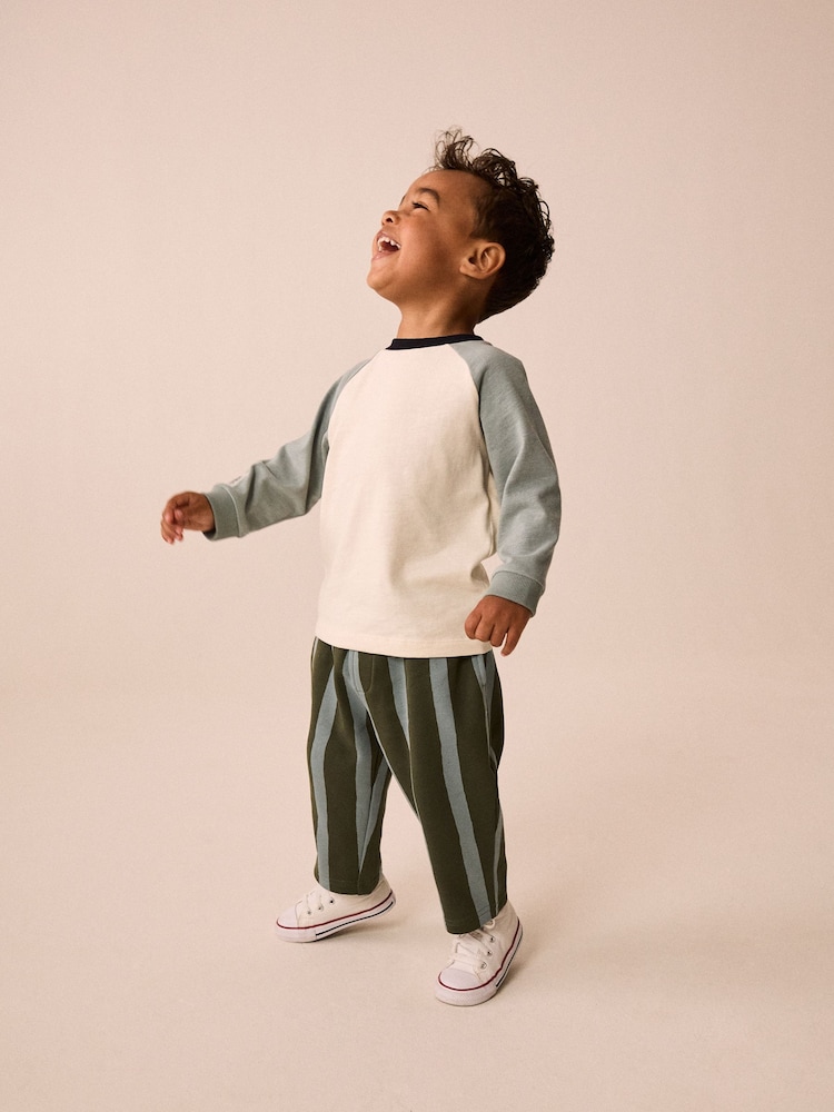 Green/Blue Stripe Single Wide Leg Jersey Joggers (3mths-7yrs) - Image 2 of 4 Green/Blue Stripe Single Wide Leg Jersey Joggers (3mths-7yrs) - Image 2 of 4