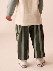 Green/Blue Stripe Single Wide Leg Jersey Joggers (3mths-7yrs) - Image 3 of 4