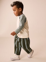 Green/Blue Stripe Single Wide Leg Jersey Joggers (3mths-7yrs) - Image 4 of 4
