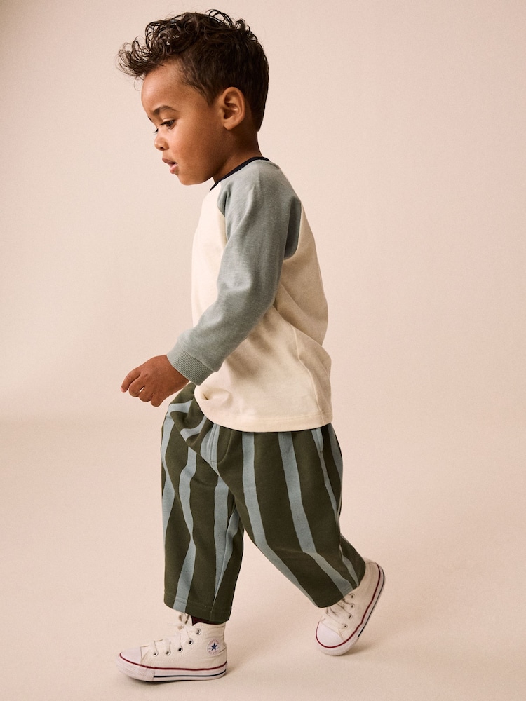Green/Blue Stripe Single Wide Leg Jersey Joggers (3mths-7yrs) - Image 4 of 4 Green/Blue Stripe Single Wide Leg Jersey Joggers (3mths-7yrs) - Image 4 of 4