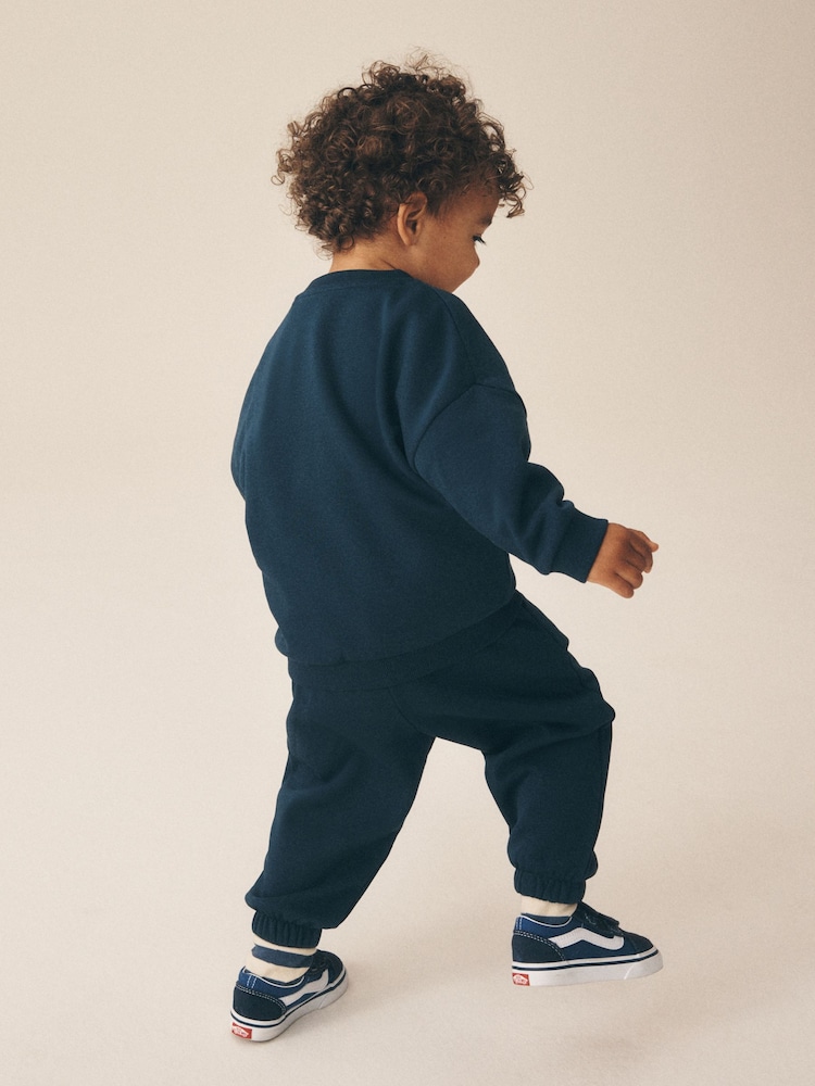 Navy Back Print Crew Neck Joggers Set (3mths-7yrs) - Image 2 of 3 Navy Back Print Crew Neck Joggers Set (3mths-7yrs) - Image 2 of 3