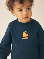 Navy Back Print Crew Neck Joggers Set (3mths-7yrs) - Image 3 of 3