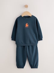Azul marino - Conjunto de sudadera y pantalones de chándal con cuello redondo estampado (3 meses-7 años) - Imagen 4 de 8