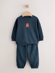 Azul marino - Conjunto de sudadera y pantalones de chándal con cuello redondo estampado (3 meses-7 años) - Imagen 5 de 8