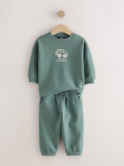 Verde oscuro - Conjunto de sudadera y pantalones de chándal con cuello redondo estampado (3 meses-7 años) - Imagen 6 de 9