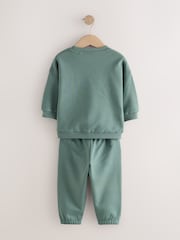 Verde oscuro - Conjunto de sudadera y pantalones de chándal con cuello redondo estampado (3 meses-7 años) - Imagen 7 de 9