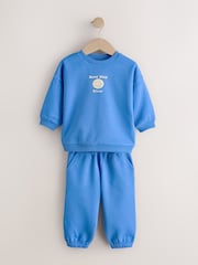 Blue Semi Plain Crew Joggers Set (3mths-7yrs) - Image 1 of 5
