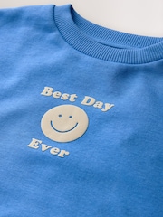Blue Semi Plain Crew Joggers Set (3mths-7yrs) - Image 4 of 5