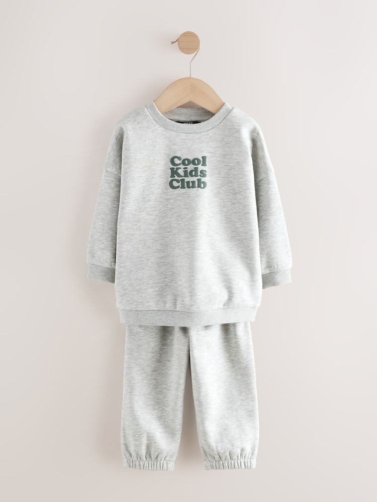Grey Semi Plain Crew Joggers Set (3mths-7yrs) - Image 1 of 5