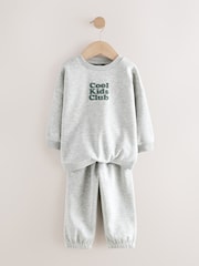 Grey Semi Plain Crew Joggers Set (3mths-7yrs) - Image 3 of 5