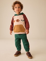 Bordeaux/écru/vert - Ensemble Sweat-shirt à capuche et Survêtement Colour Block (3mois7ans) - Image 1 de 4
