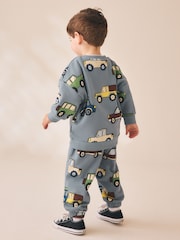 Light Blue All Over Print Crew Neck Sweat Top and Joggers Set (3mths-7yrs) - Image 3 of 4