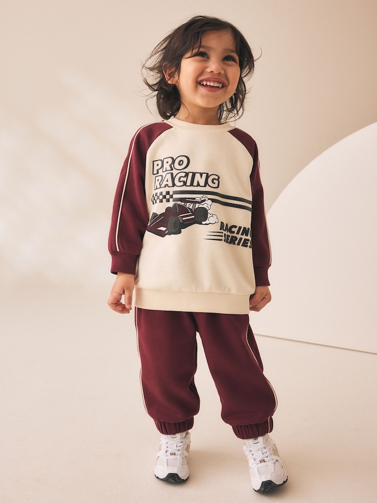 Burgundy Red Crew Neck Joggers Set (3mths-7yrs) - Image 1 of 5 Burgundy Red Crew Neck Joggers Set (3mths-7yrs) - Image 1 of 5