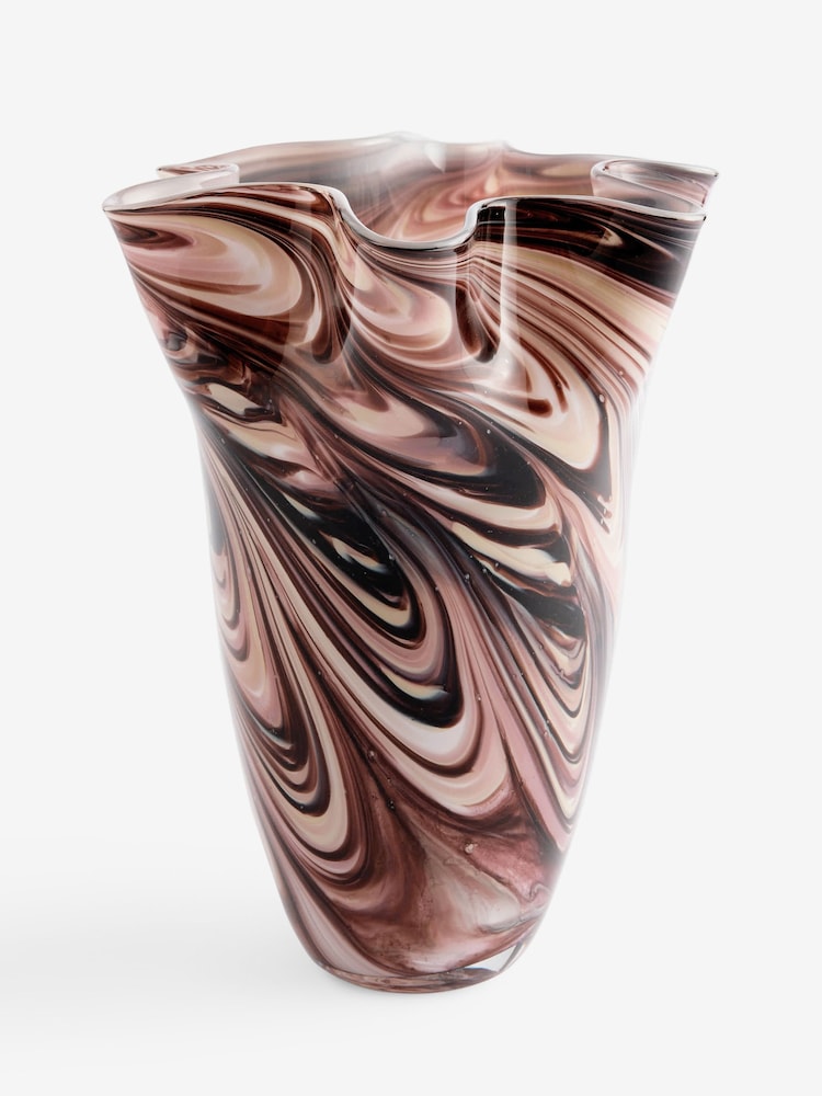 Ruffled Edge Swirled Glass Vase - 3суретінің 3 суреті