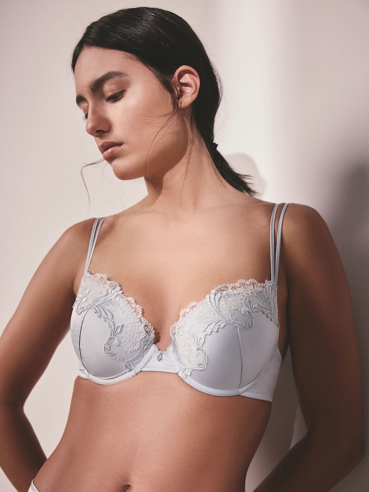 AIYLA Blue Embroidered Bra - Image 1 of 10 AIYLA Blue Embroidered Bra - Image 1 of 10