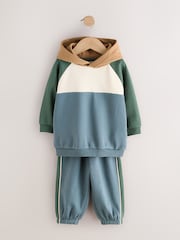 Blue/Green Colour Block Hoodie and Joggers Set (3mths-7yrs) - Image 4 of 8
