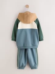 Blue/Green Colour Block Hoodie and Joggers Set (3mths-7yrs) - Image 6 of 8