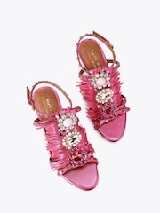 Kurt Geiger London Pink Jewel Fringe Sandals - Image 2 of 4