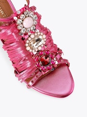 Kurt Geiger London Pink Jewel Fringe Sandals - Image 3 of 4