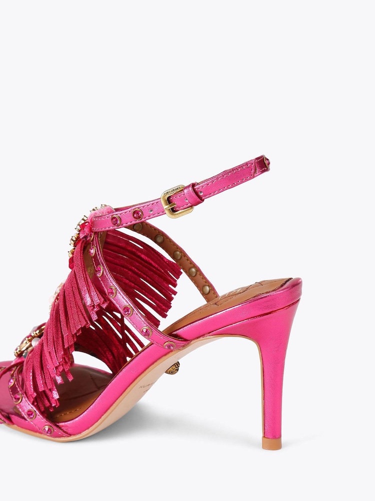 Kurt Geiger London Pink Jewel Fringe Sandals - Image 4 of 4