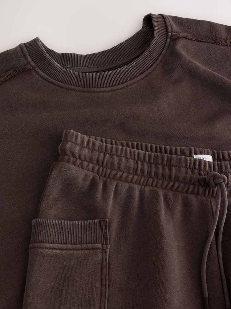 Chocolate Brown Sweatshirt and Short Loungewear Set - Image 2 of 3
