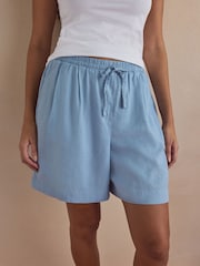 Coral / Blue Linen/Viscose Blend Shorts 2 Pack - Image 7 of 9