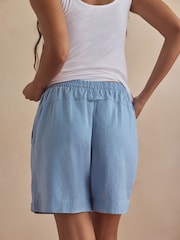 Coral / Blue Linen/Viscose Blend Shorts 2 Pack - Image 8 of 9