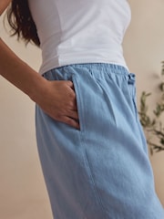 Coral / Blue Linen/Viscose Blend Shorts 2 Pack - Image 9 of 9