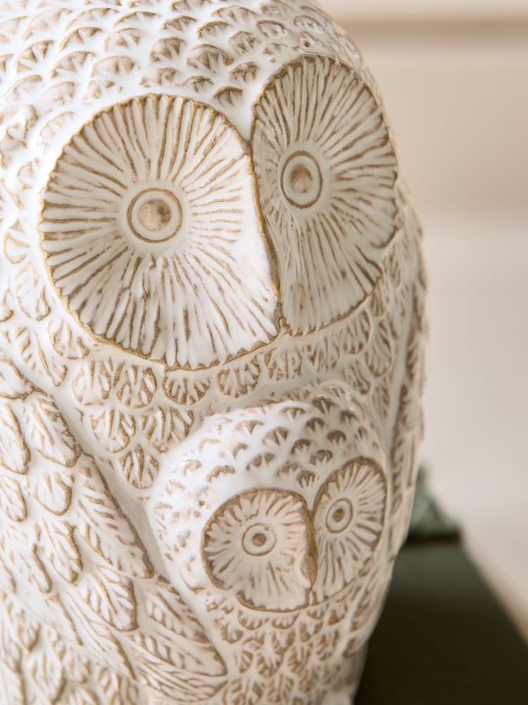 Cream Ceramic Owl Ornament - Image 2 of 3
