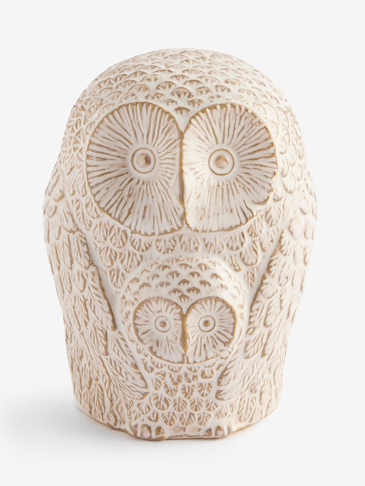 Cream Ceramic Owl Ornament - Image 3 of 3