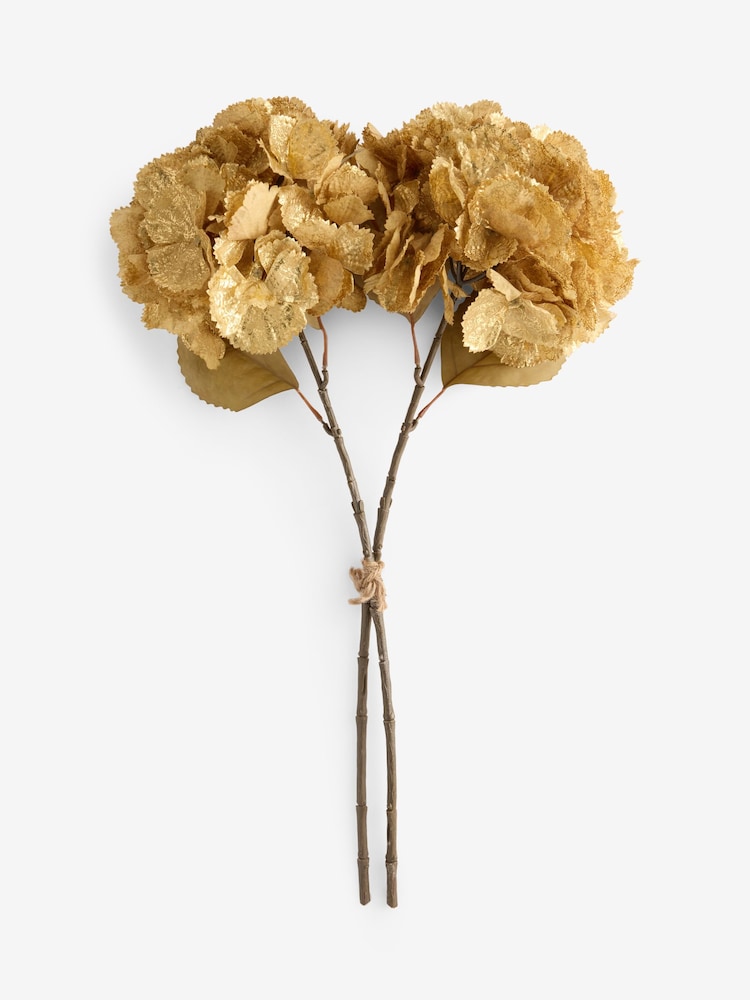 Gold Artificial Hydrangea (2 Stems) - Image 4 of 4