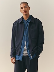 Nothing Ordinary Navy Twill Textured Zip Tailored Jacket - Image 2 of 4