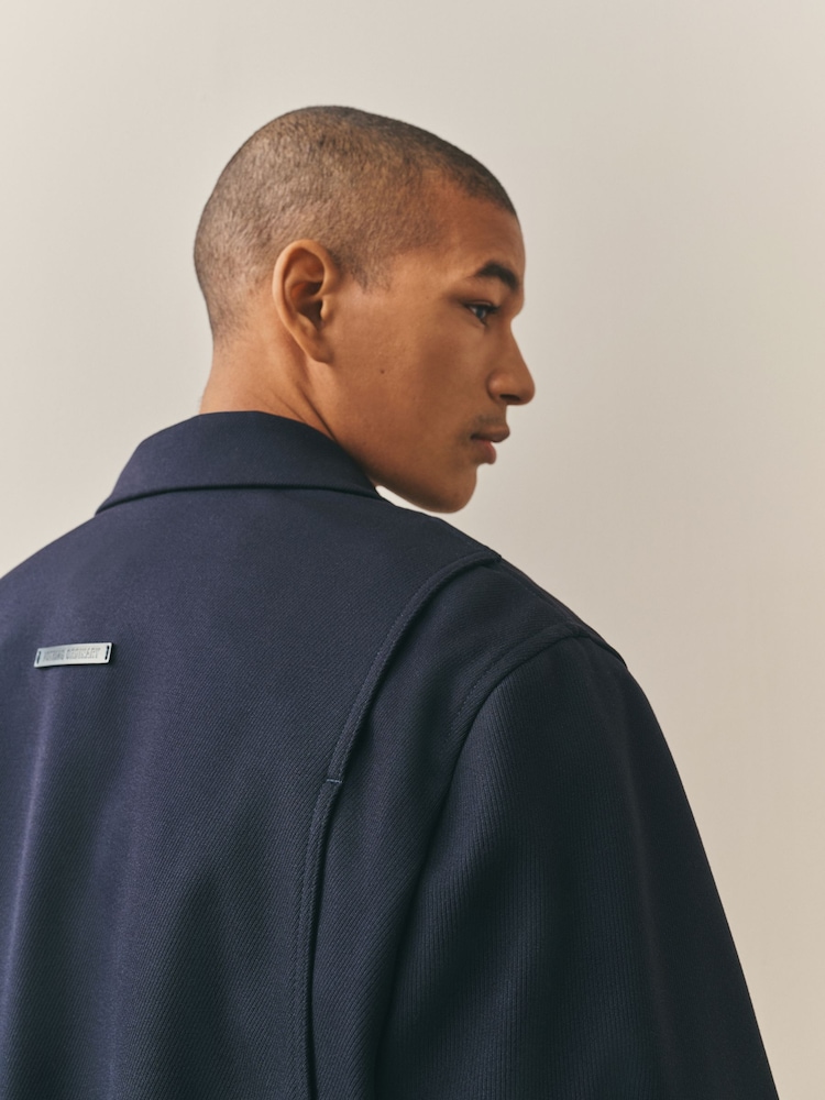 Nothing Ordinary Navy Twill Textured Zip Tailored Jacket - Image 4 of 4