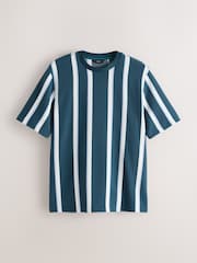 Teal Blue Smart Vertical Stripe T-Shirt - Image 6 of 8