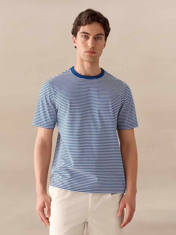 Blue Horizontal Stripe Ringer T-Shirt - Image 1 of 8
