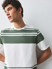 Green/White Regular Fit Horizontal Striped T-Shirt - Image 1 of 5