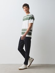 Green/White Regular Fit Horizontal Striped T-Shirt - Image 3 of 5