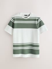 Green/White Regular Fit Horizontal Striped T-Shirt - Image 6 of 7