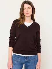 Čokoládově hnědá - FatFace Knitted Tunic Jumper - Obrázek 1 z 6