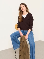 Čokoládově hnědá - FatFace Knitted Tunic Jumper - Obrázek 5 z 6