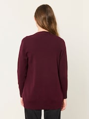 FatFace Selene Burgundy Red Knitted Longline Cardigan - Image 2 of 5